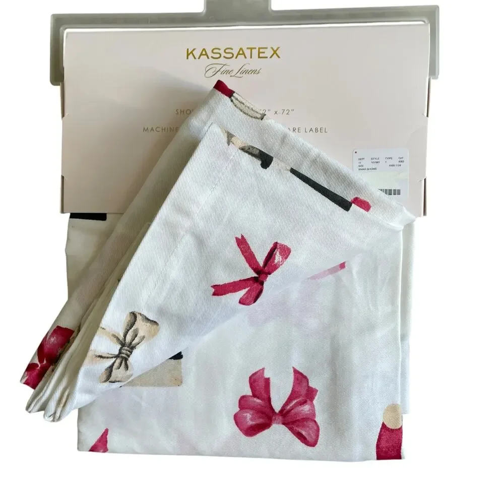 Kassatex Christmas Presents & Bows Holiday Shower Curtain 72x72 New